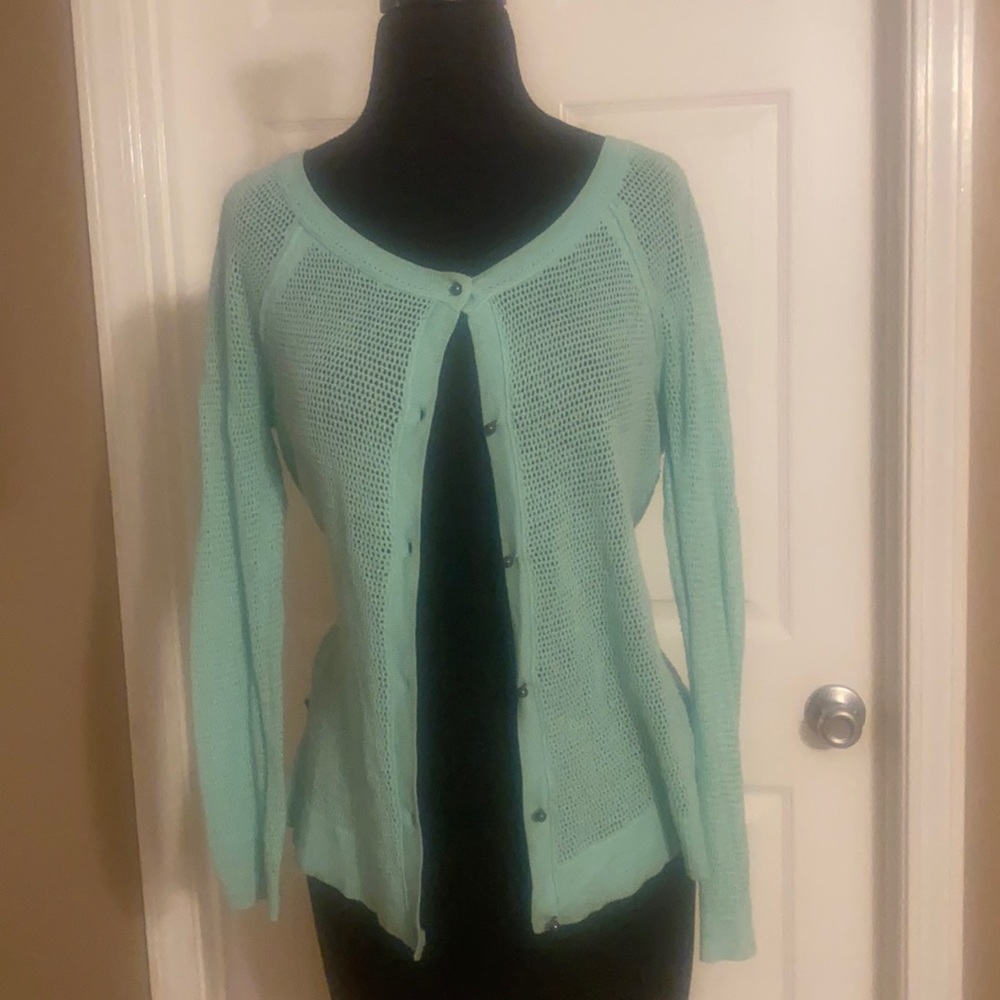 NWOT - AEO Aqua Cardigan (Brass Buttons) - sz L